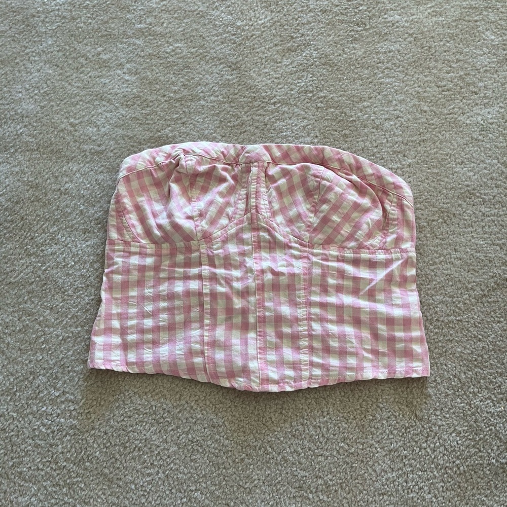Free People Leilani Tube Top in Pink Gingham